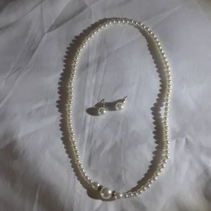 Pearl necklace and earrings